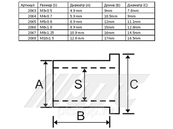 JTC Заклепка резьбовая M3х0.5мм алюминиевая 10шт. Astana
