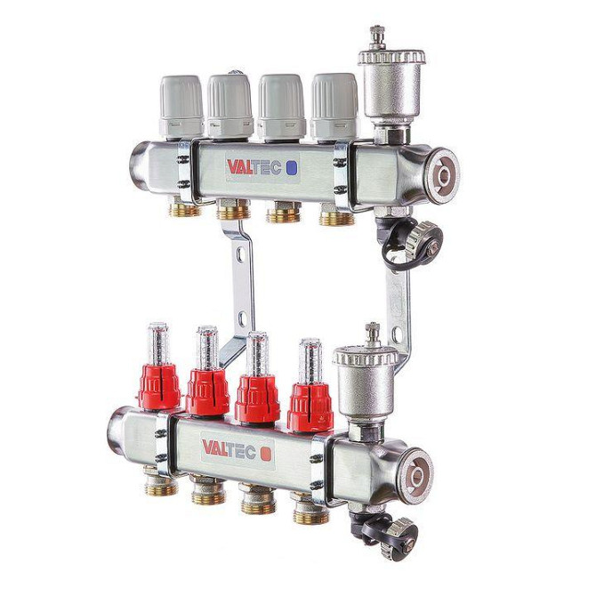 Коллекторная группа нержавеющая с расходомерами Valtec 7 в. 1"x3/4" Караганда - изображение 1