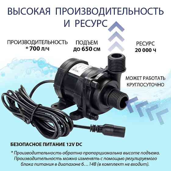 Насос с резьбой 1/2" бесщёточный универсальный бочечный ELfoC N1-R (12V DC) Almaty