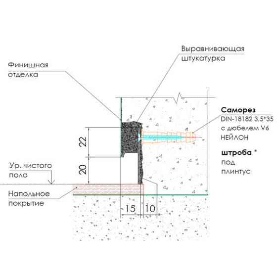 ТЕНЕВОЙ ПЛИНТУС СКРЫТОГО МОНТАЖА 20 ММ Алматы