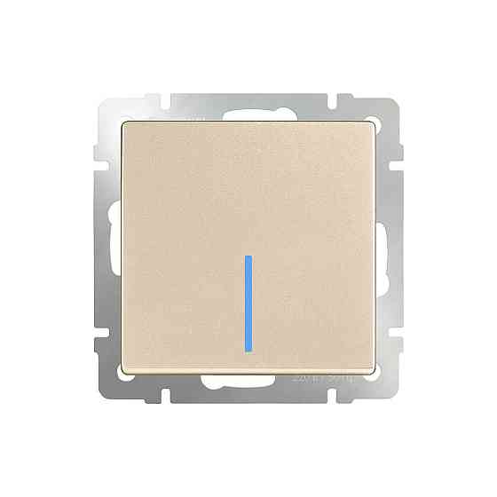 Выключатель Werkel одноклавишный проходной с подсветкой шампань WL11-SW-1G-2W-LED 4690389124600 Астана