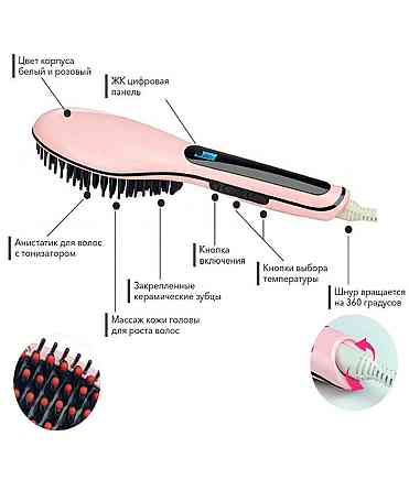 Расческа термо - выпрямитель Fast Hair Straightener Almaty