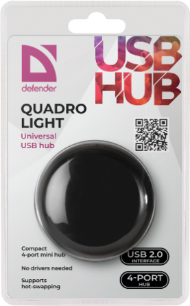 HUB USB 4-port, Defender Quadro Light Астана