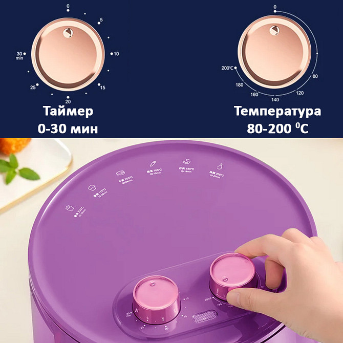 Аэрогриль для дома 3.5 литров 3В1 Purple Tri Tower TT-MQ1 Almaty - photo 2