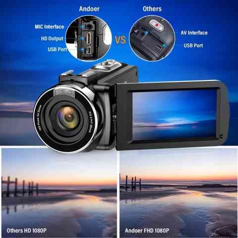 Видеокамера цифровая компактная Andoer V12 {3" LCD, пульт, 1080p, 16Х зум + режим ночного видения} Алматы
