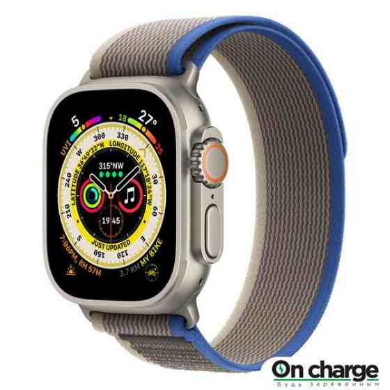 Apple Watch Ultra GPS + Cellular, 49mm, Titanium Case Cellular, титановый/сине-серый Trail Loop Astana