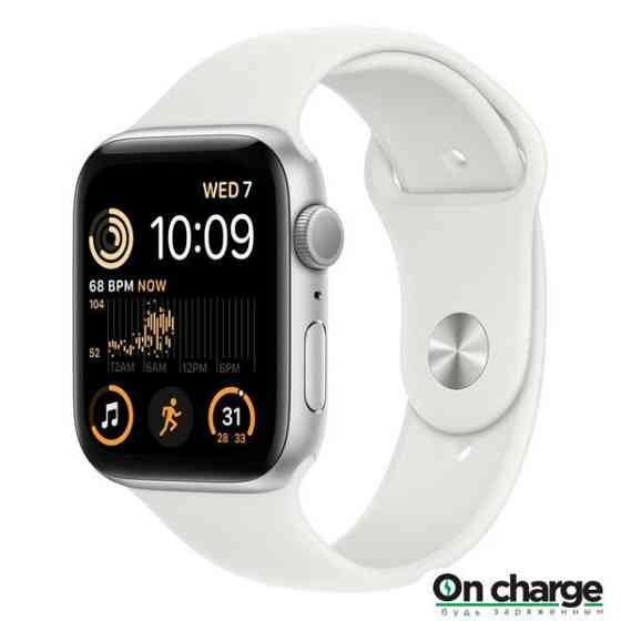 Apple Watch SE 2 GPS, 44 mm Silver Aluminium Case with Sport Band (White) Astana