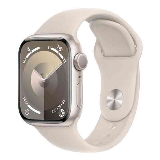 Apple Watch Series 9, 45mm, корпус из алюминия цвета сияющая звезда, спортивный ремешок цвета сияюща Astana