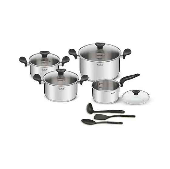 Набор посуды Tefal E308SB74 (2100118829) серебристый/черный Almaty
