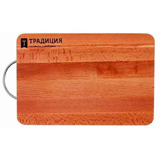 Доска разделочная бук 33x22x1,6см с металлической ручкой ТМ Традиция Oral