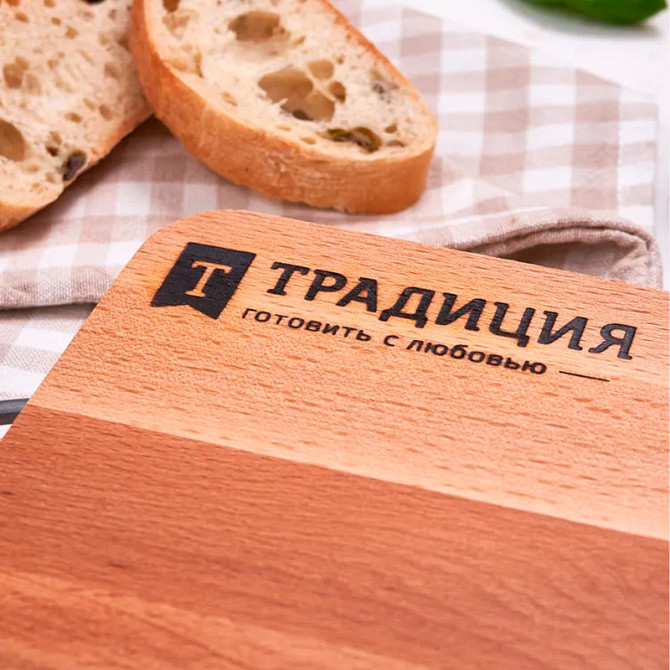 Доска разделочная бук 33x22x1,6см с металлической ручкой ТМ Традиция Oral - photo 4
