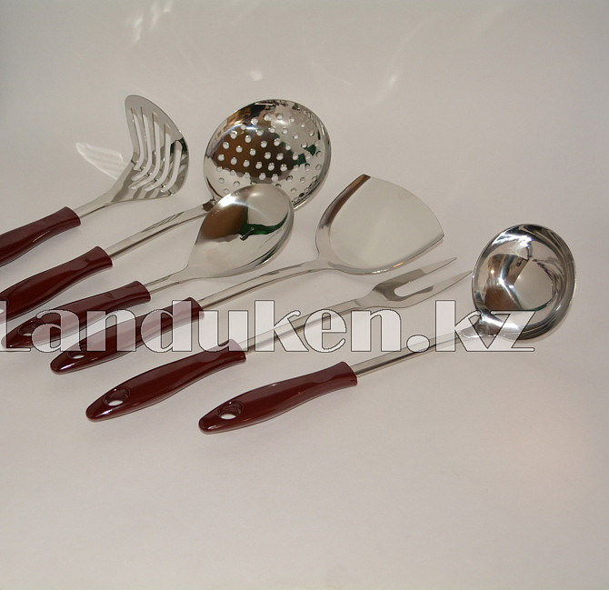 Набор кухонных аксессуаров Stainless Steel kitchenware 6 металлических предметов с подставкой Almaty - photo 3