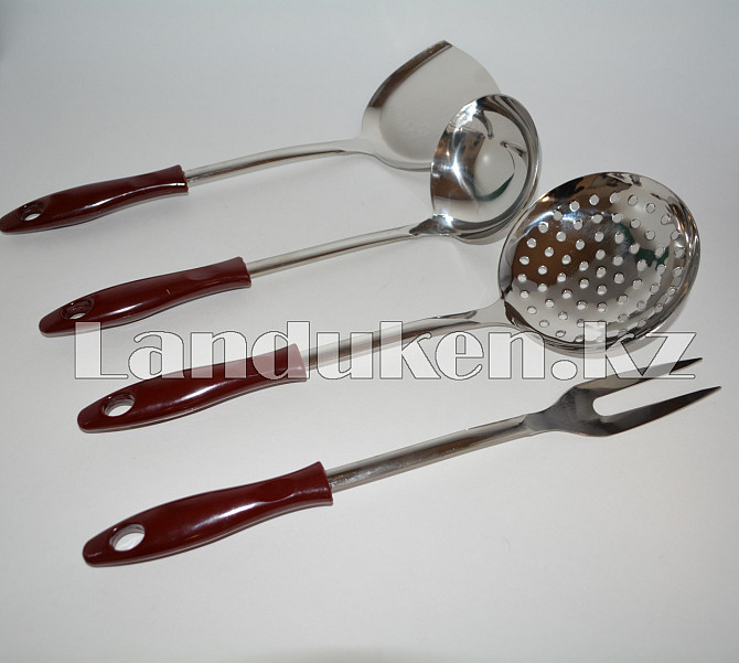 Набор кухонных аксессуаров Stainless Steel kitchenware 6 металлических предметов с подставкой Almaty - photo 4
