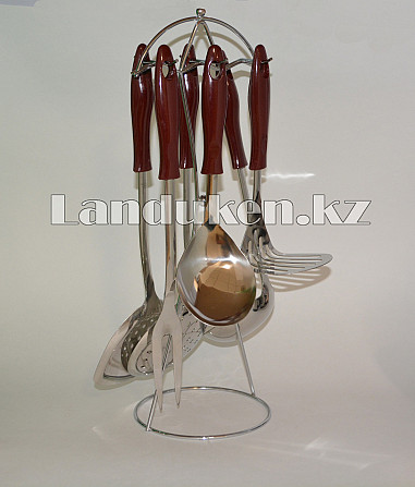 Набор кухонных аксессуаров Stainless Steel kitchenware 6 металлических предметов с подставкой Almaty - photo 1