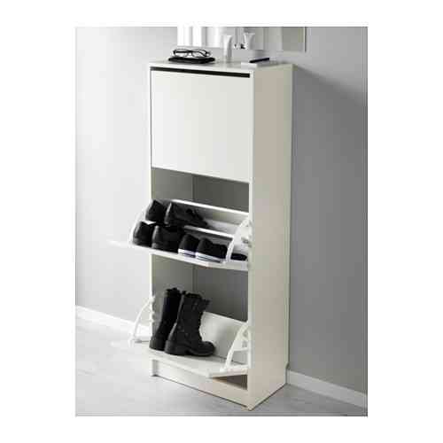 Шкаф для обуви 3 отделения БИССА белый ИКЕА, IKEA Astana