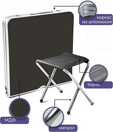 Стол Folding Bag 96024604 черный Караганда - изображение 2