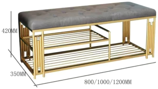 Тумба для обуви Nordic L300, 100x35x42 см., серый, золотистый Караганда - изображение 2