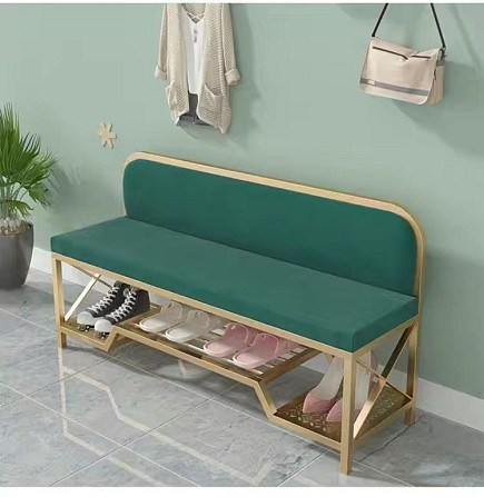 Тумба для обуви Nordic-06, 100x35x45 см., золотистый, зеленый Караганда - изображение 2