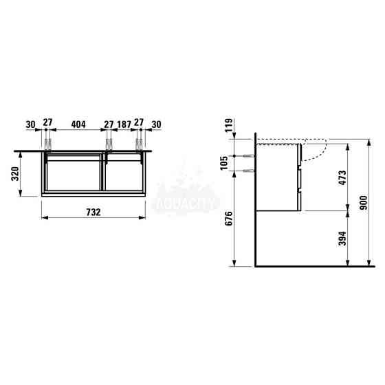 LAUFEN ALESSI ONE МОДУЛЬ П/РАК-НУ 730Х320 2 ЯЩ 4244500976301 Алматы