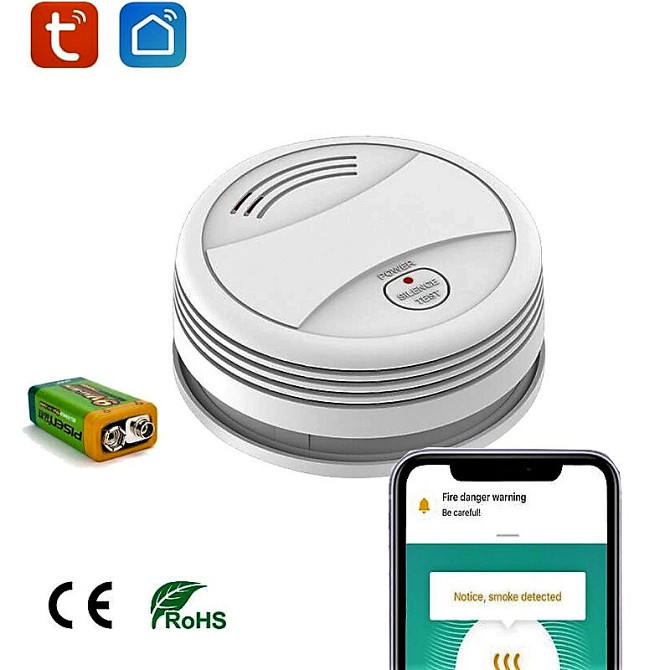Датчик дыма беспроводной Wi-Fi TUYA пожарный извещатель с сереной Almaty - photo 4