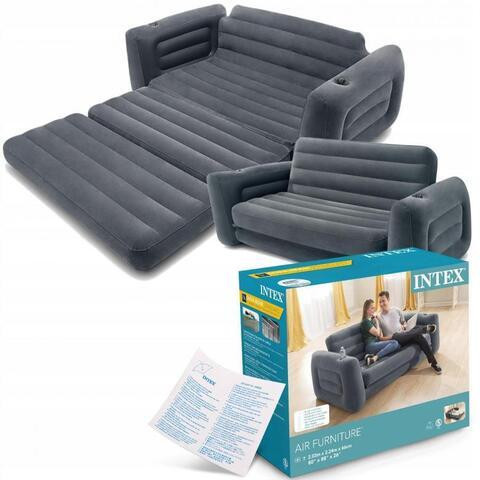 Диван-трансформер надувной раскладной INTEX PULL-OUT SOFA 66552 {203х224х66см, флоковое покрытие} Almaty - photo 2