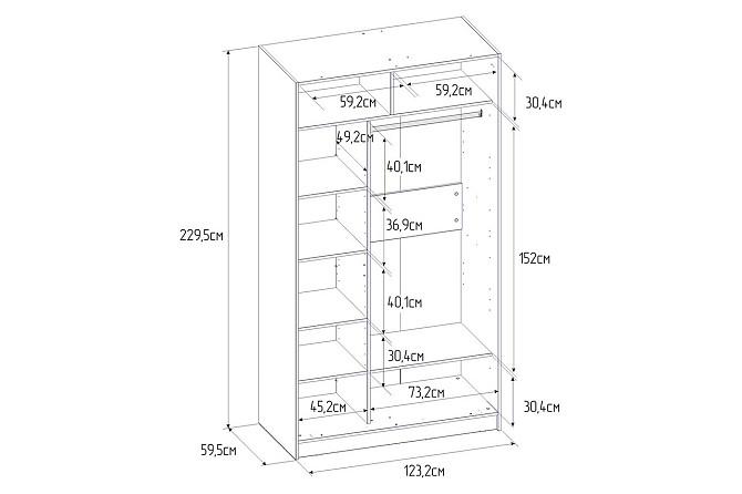 Шкаф-купе Home 123,2х229,5 см, дуб табачный Craft, с одним зеркалом Астана - изображение 4