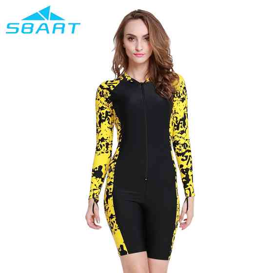 Плавательный женский костюм "SBART" PK1010-1, р. M, цвет: черный-мультиколор Almaty
