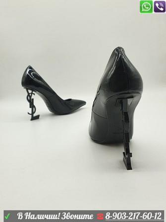 Туфли Yves Saint Laurent лодочки черные на каблуке с буквами YSL Almaty - photo 4