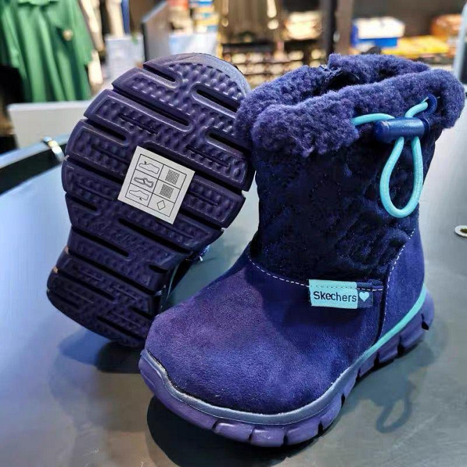 Детские зимние сапоги Sketchers, розовый Синий Алматы - изображение 2