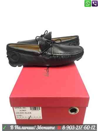 Мокасины Salvatore Ferragamo Gancini Driver кожаные черные Алматы