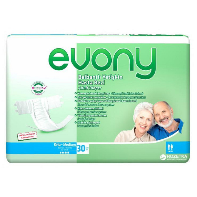 Подгузники взрослые Evony Medium 30 шт Нур-Султан - изображение 1
