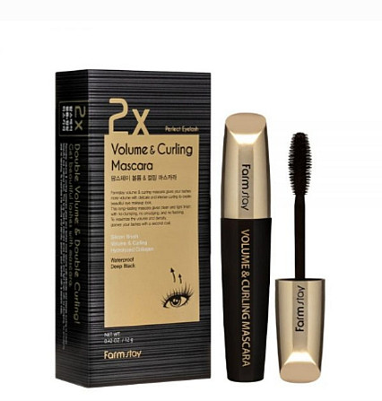 Тушь для ресниц объем и подкручивание 2X PERFECT EYELASH VOLUME & CURLING MASCARA 12G (FARM STAY) Астана - изображение 1