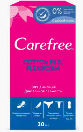 CAREFREE Прокладки Flexiform Cotton Ежедневные 30 шт Almaty