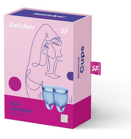 Набор менструальных чаш "Satisfyer Feel Confident" - 15 мл и 20 мл (синие) Алматы - изображение 1