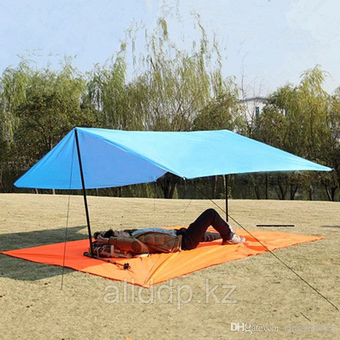 Коврик-Тент-Навес 3в1 для пляжа и пикника - Magic Mat, 290x200 см, в чехле, серый Almaty - photo 4