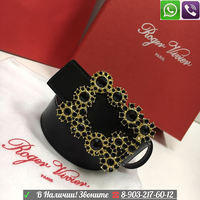Ремень Roger Vivier Черный с стразами кристаллами Алматы - изображение 4