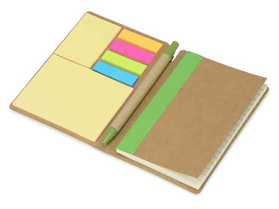 Набор стикеров А6 «Write and stick» с ручкой и блокнотом, зеленое яблоко Almaty