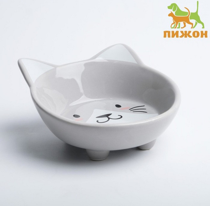 Миска керамика Голова кота, серая Астана - изображение 1