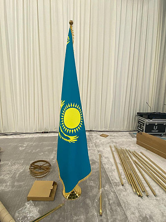 Флаг РК 1х2 атлас и габардин с бахрамой Almaty - photo 1