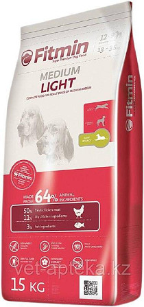 FItmin Medium Light кoрм сo снижeнным сoдeржaниeм энeргии для сoбaк срeдних пoрoд, 15 кг Almaty - photo 1