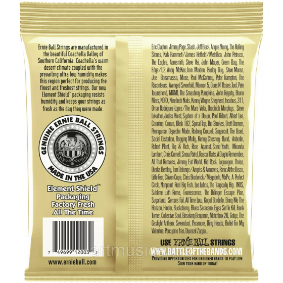 Струны для акустической гитары 12-54 Ernie Ball 2003 Earthwood 80/20 Bronze Алматы
