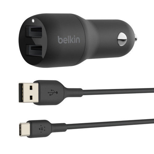 Belkin Car Charger 24W Dual USB-A CCE001BT1MBK Алматы - изображение 1