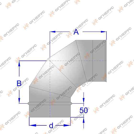 Отвод Моно (430, t0.5) 90º, d130 (Раструб) Костанай