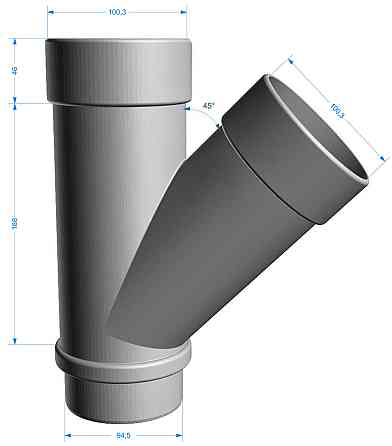 Тройник 45 водосточной трубы Docke Lux, цвет пломбир Астана