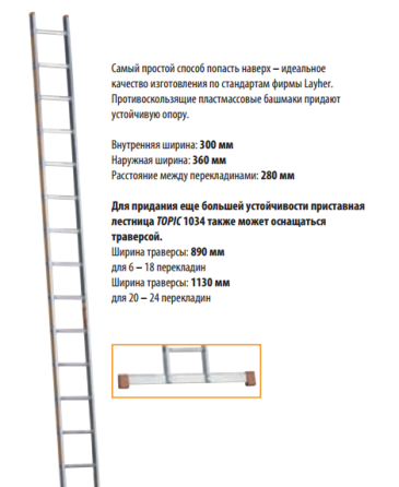 Приставная лестница с перекладинами TOPIC 1034 Атырау