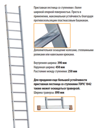 Приставная лестница со ступенями TOPIC 1042 Атырау