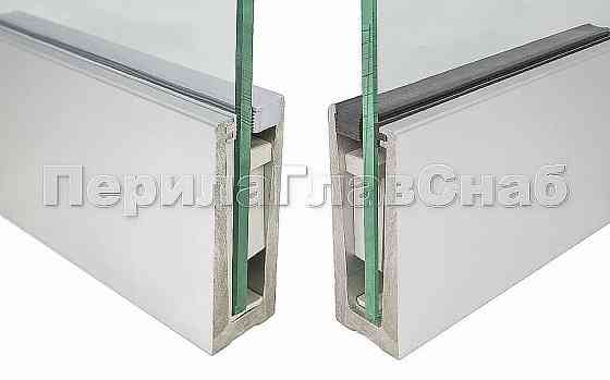 Зажимной анодированный серебро профиль для стекла 12 мм и 6+6, с отверстиями Алматы