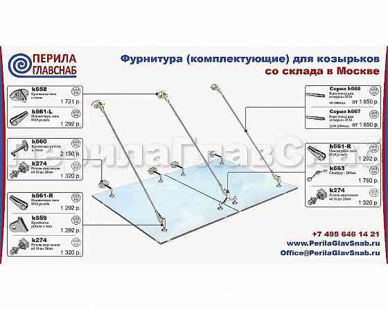 Рутель для вантового крепления козырьков, регулируемый, разборный, под стекло от 10 до 26 мм, полиро Алматы