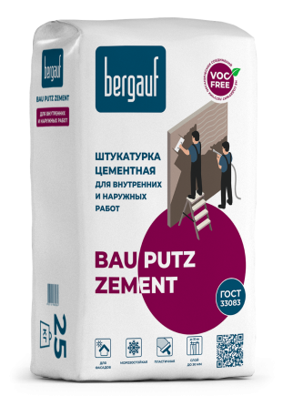 BAU PUTZ ZEMENT, цементная штукатурка, 25 кг, Bergauf Алматы