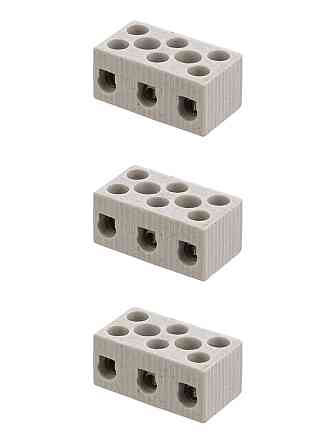 Керамический блок зажимов 10 Ампер 3 пары контактов с крепежным отверстием TDM Уральск
